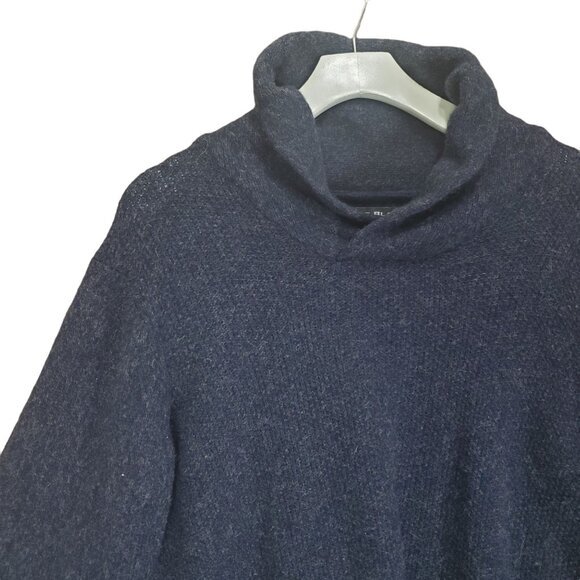 DANIELE BLASI Womens Sweater SZ L Mock Neck Wool Knit Ribbed Navy Long Sleeves - Picture 3 of 10